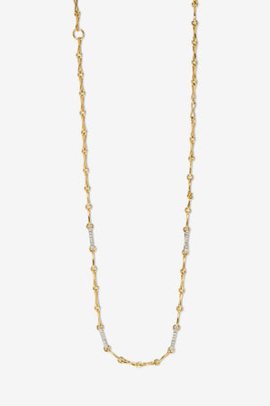 Small Circle Link Chain with Pave Links, Yellow Gold