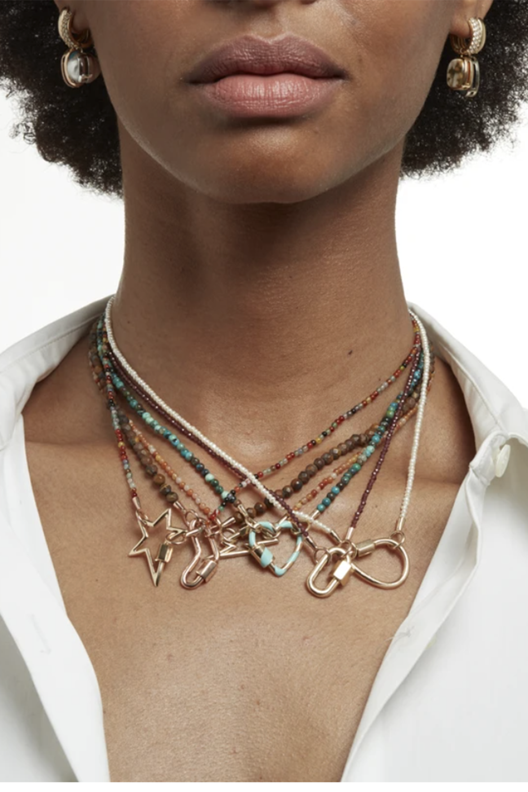 MARLA AARON - MALACHITE ITTY BITTY BEADED STRAND WITH YELLOW GOLD LOOPS