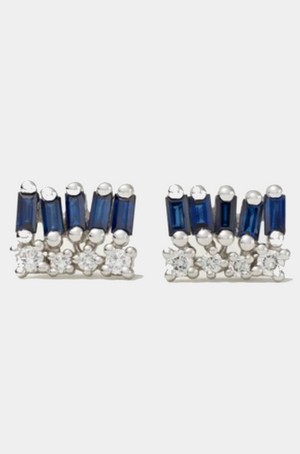 SUZANNE KALAN - Sapphire And Diamond Earrings, 18k white gold