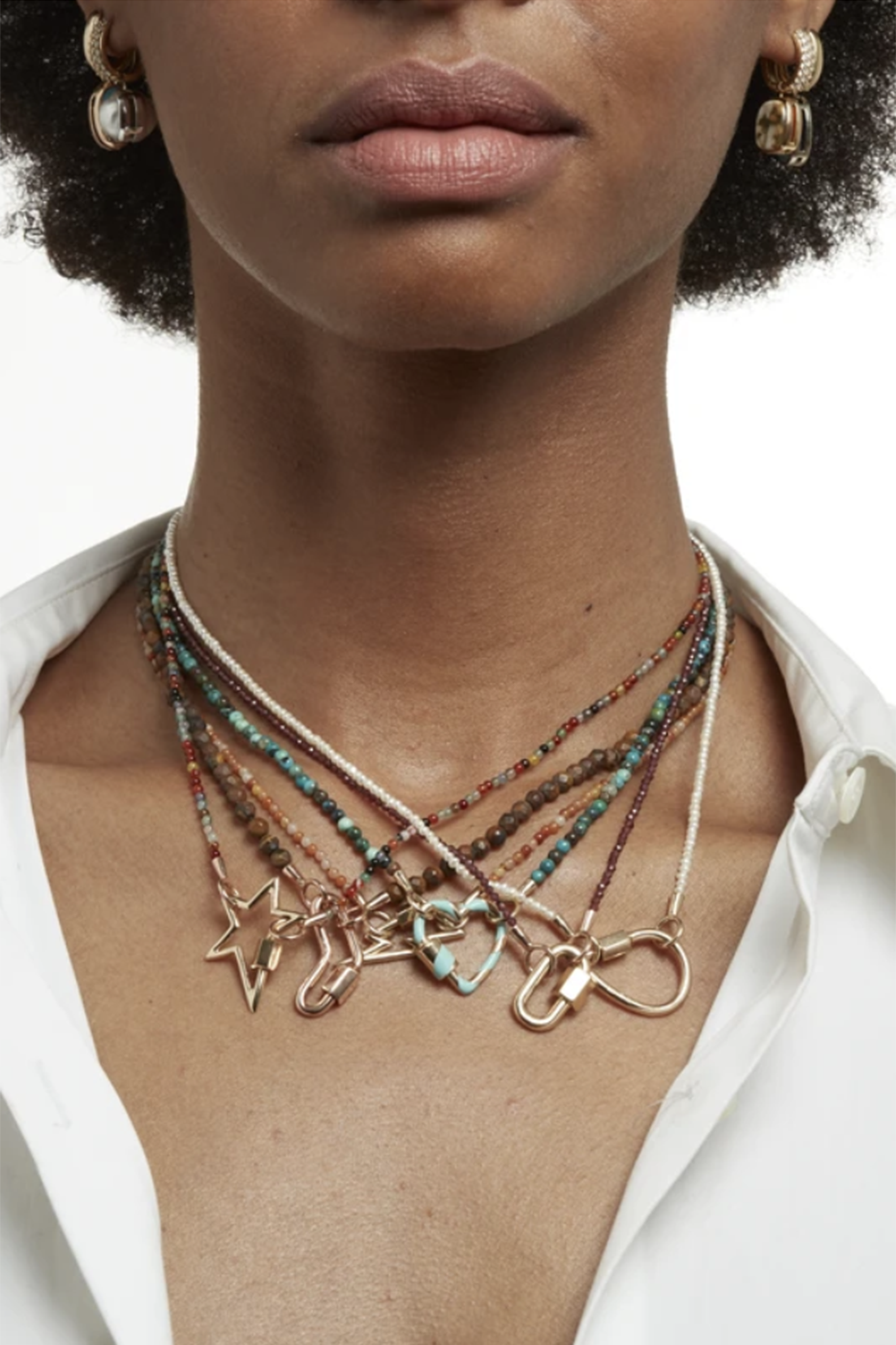 MARLA AARON - Itty Bitty Black Spinel Strand, yellow gold loops