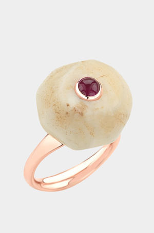 FRANCESCA VILLA - JURASSIC RUBY RING, VINTAGE BONE BEAD
