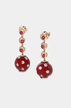 FRANCESCA VILLA - MINI POIS POIS EARRING, RUBY