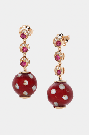 FRANCESCA VILLA - MINI POIS POIS EARRING, RUBY