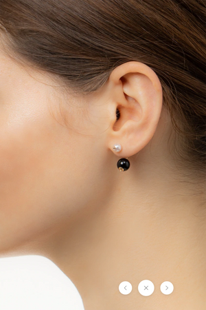 Bumble Bee Pearl Earring, Onyx