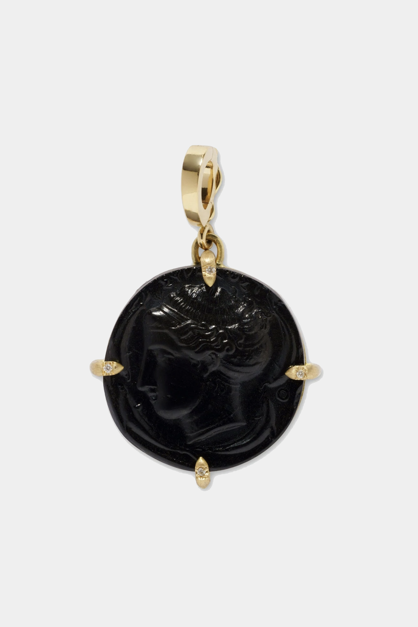 AZLEE - GODDESS BLACK VENETIAN GLASS COIN CHARM, GOLD