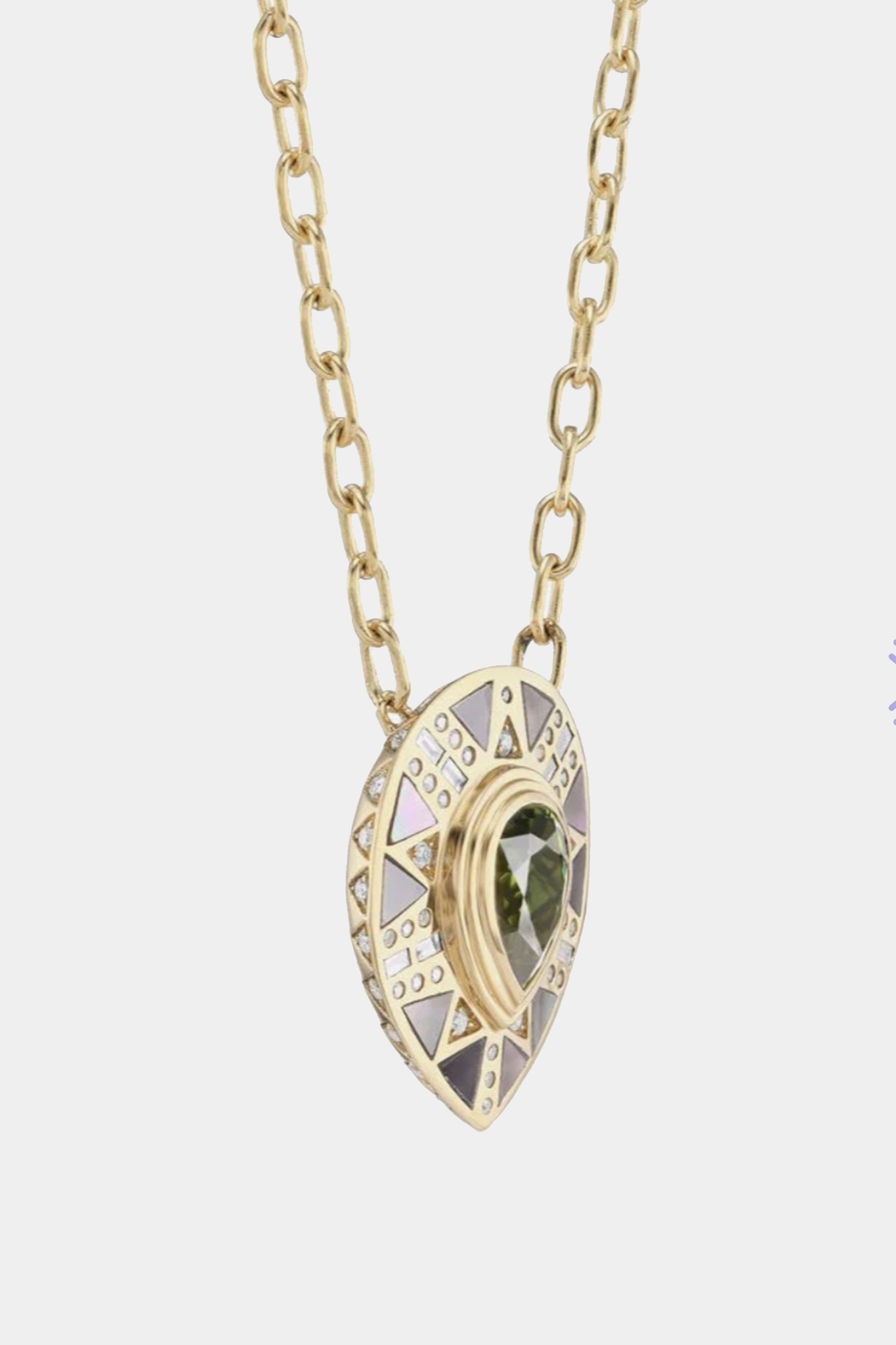 HARWELL GODFREY - cleopatra's tear pendant necklace, dark mother of pearl and tourmaline