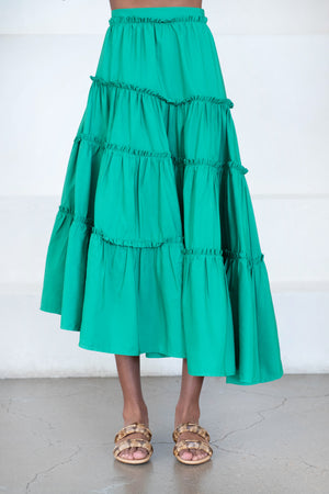 ALÉMAIS - Doria Midi Skirt, Emerald