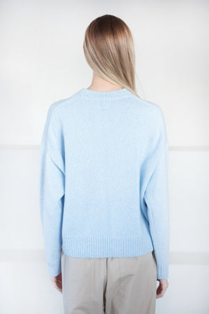 ALLUDE - Round Neck Sweater, Light Blue