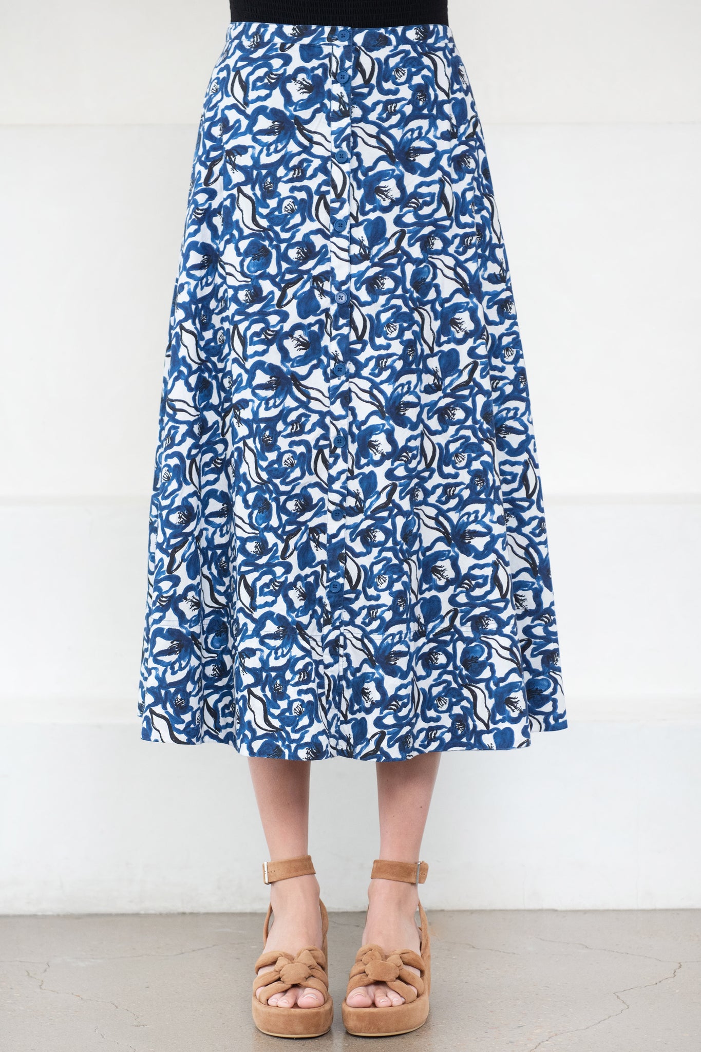 Apiece Apart - Hisa Skirt, Brushed Floral Indigo