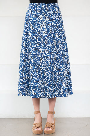 Apiece Apart - Hisa Skirt, Brushed Floral Indigo