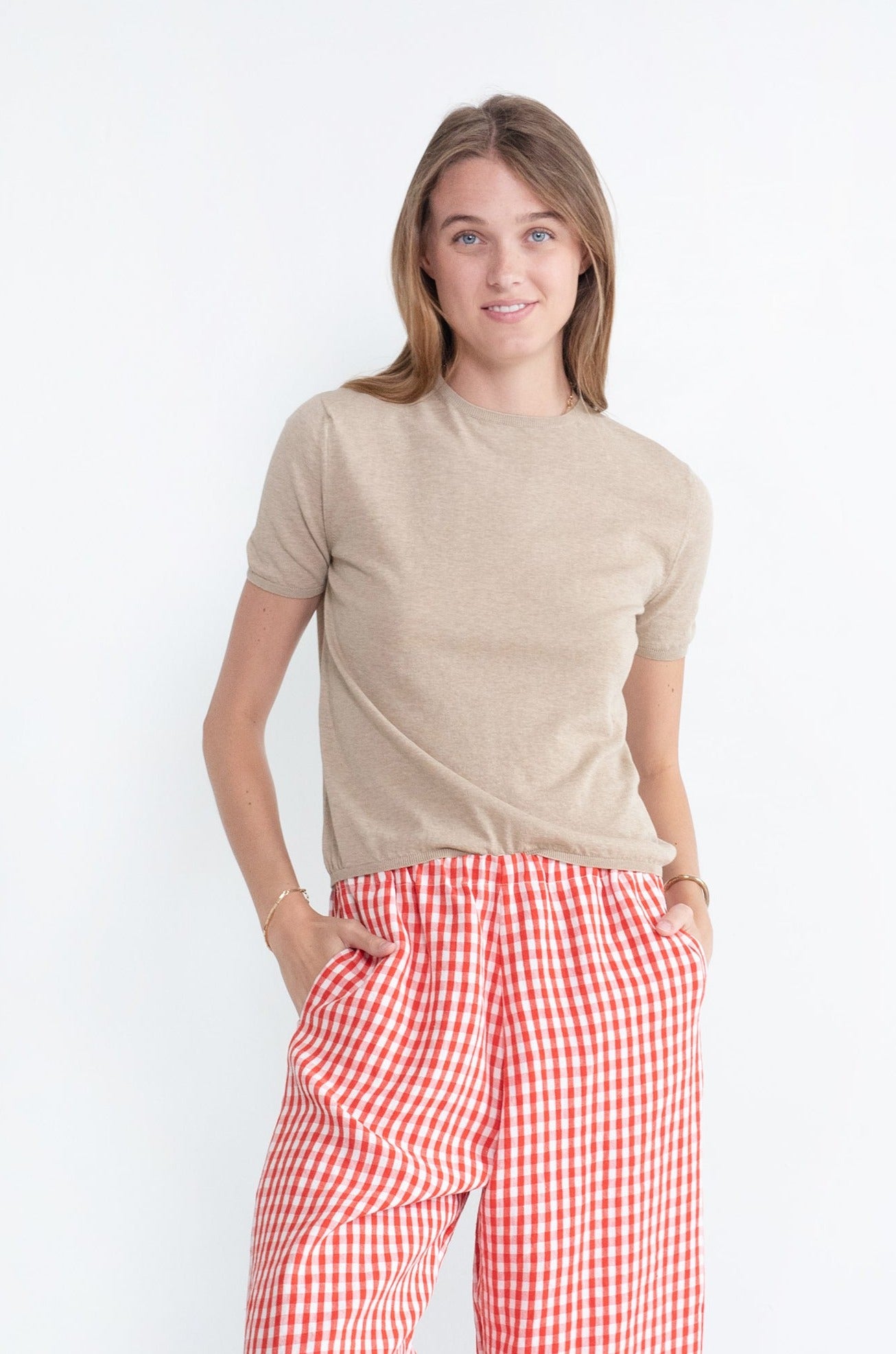 APUNTOB - Short Sleeve Knit, Sand