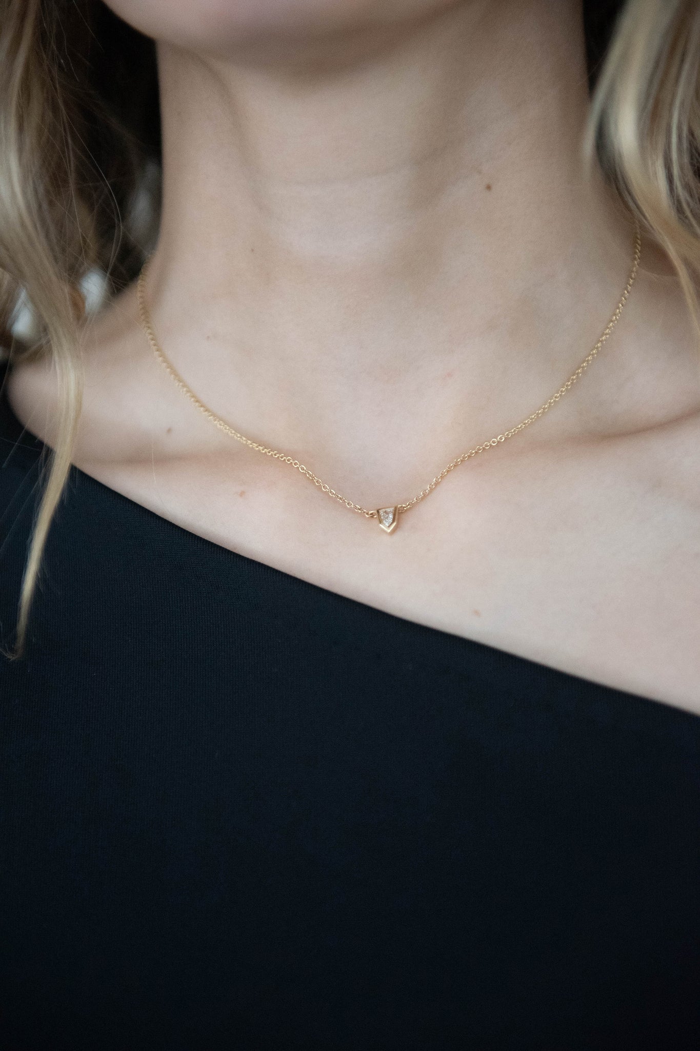 AZLEE - Bullet Diamond Necklace, Yellow Gold