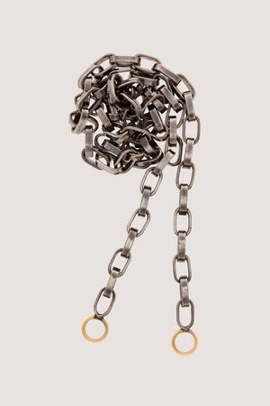 MARLA AARON - 6.5" Biker Chain Bracelet, Silver with Gold Loops