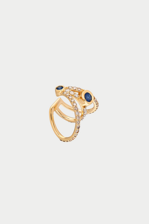 Ita - ¡Buenos Días! XL Triple Ray Ear Cuff, Diamond & Sapphire