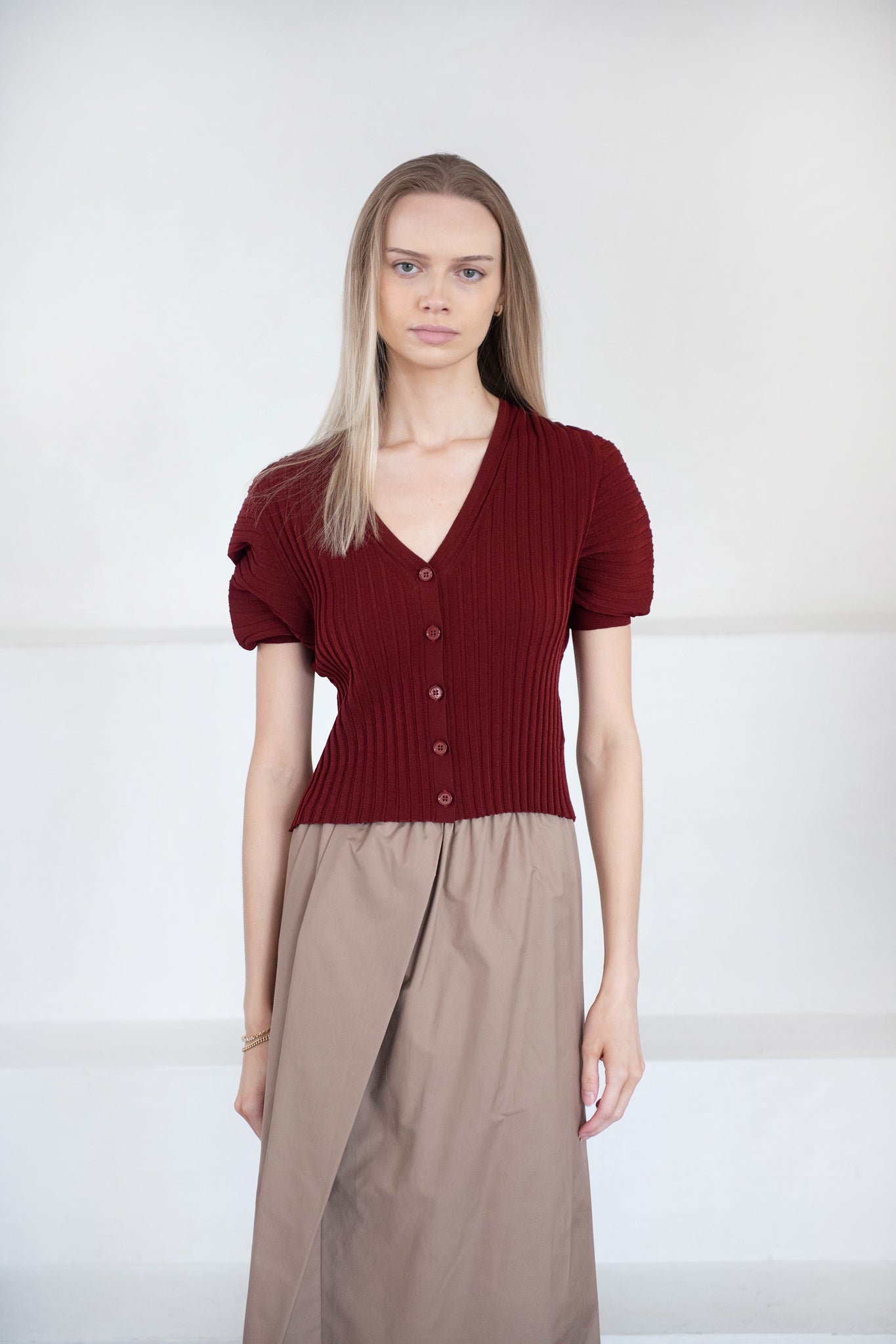 Christian Wijnants - Kesi Ribbed Knit Cardigan, Mahogany