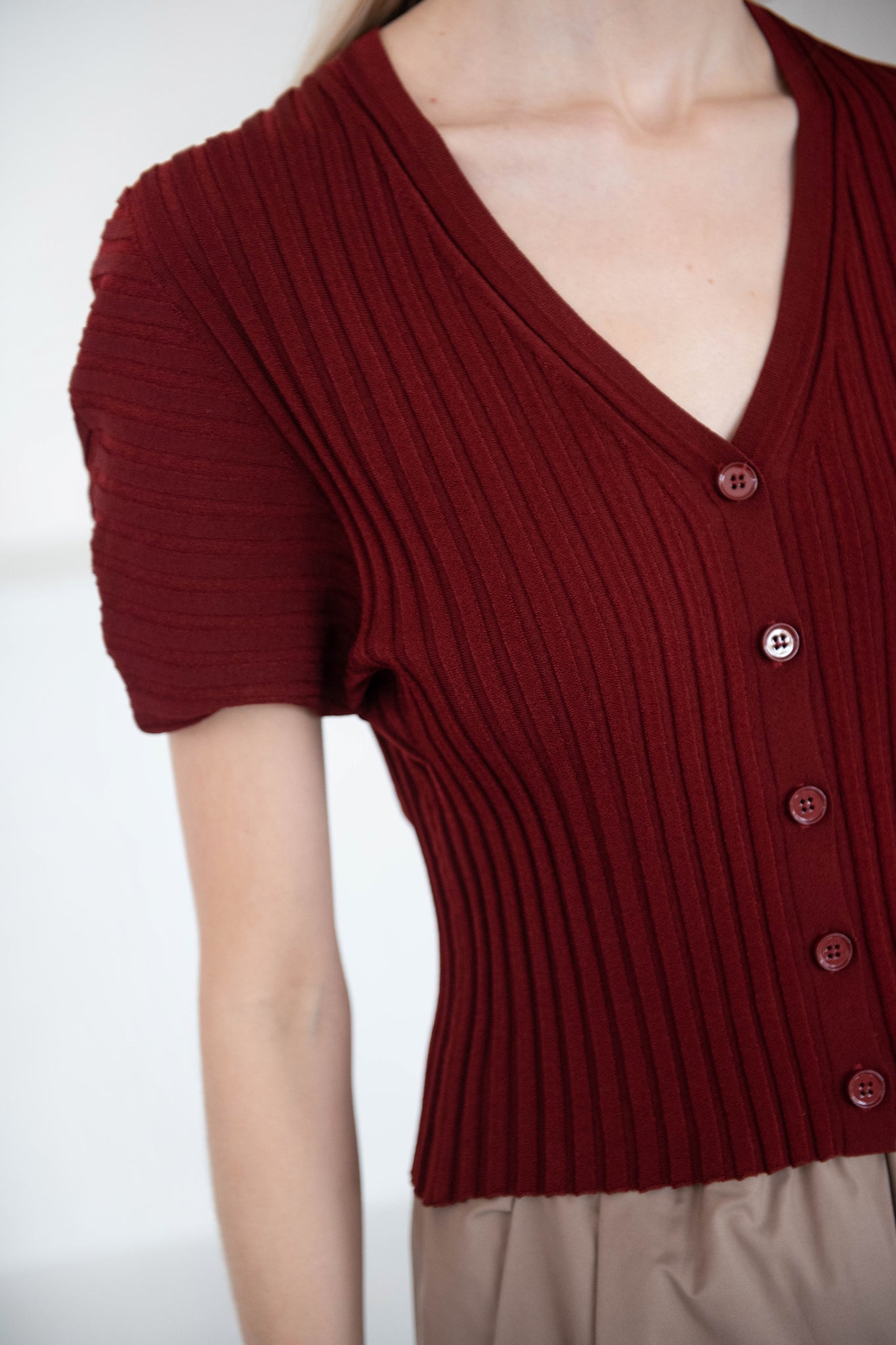 Christian Wijnants - Kesi Ribbed Knit Cardigan, Mahogany