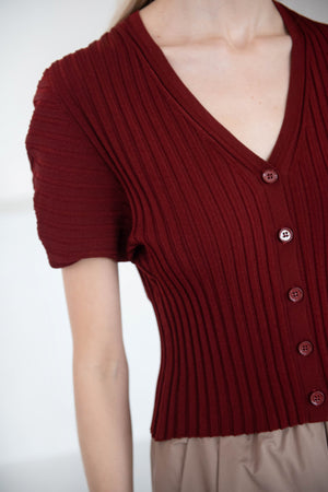 Christian Wijnants - Kesi Ribbed Knit Cardigan, Mahogany