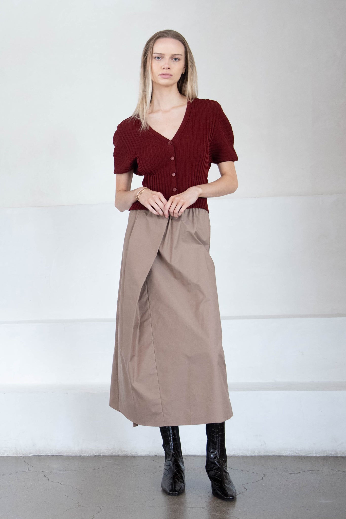 Christian Wijnants - Kesi Ribbed Knit Cardigan, Mahogany