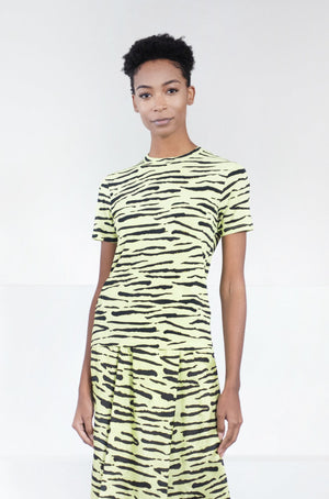 Christian Wijnants - Taddeo Short Sleeve Jersey Top, Lime Wild Stripes