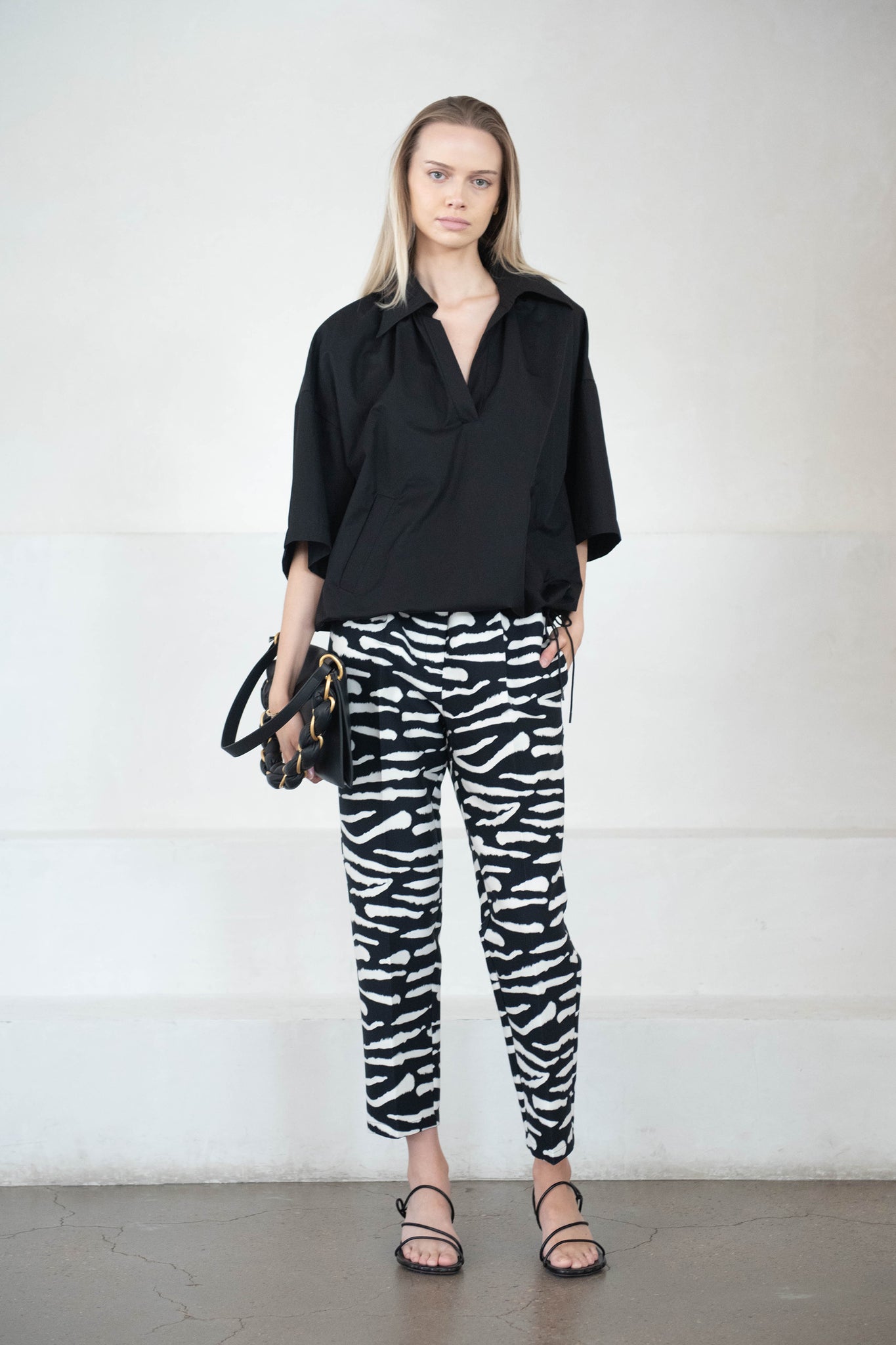 Christian Wijnants - Peruna Cropped Trousers, Black Wild Stripes