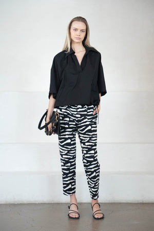 Christian Wijnants - Peruna Cropped Trousers, Black Wild Stripes