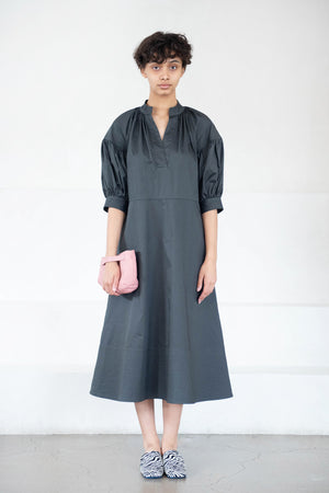 CO - V-Neck Shirred Dress, Slate