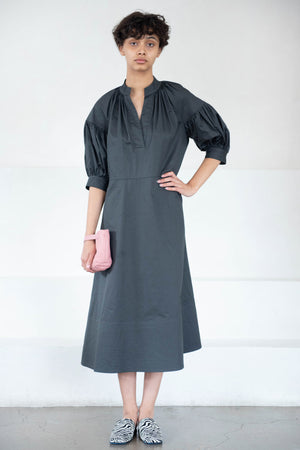CO - V-Neck Shirred Dress, Slate