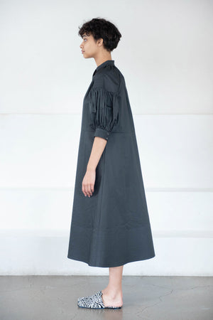 CO - V-Neck Shirred Dress, Slate