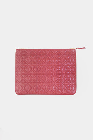 Comme des Garçons - EMBOSSED LEATHER ZIP POUCH, RED