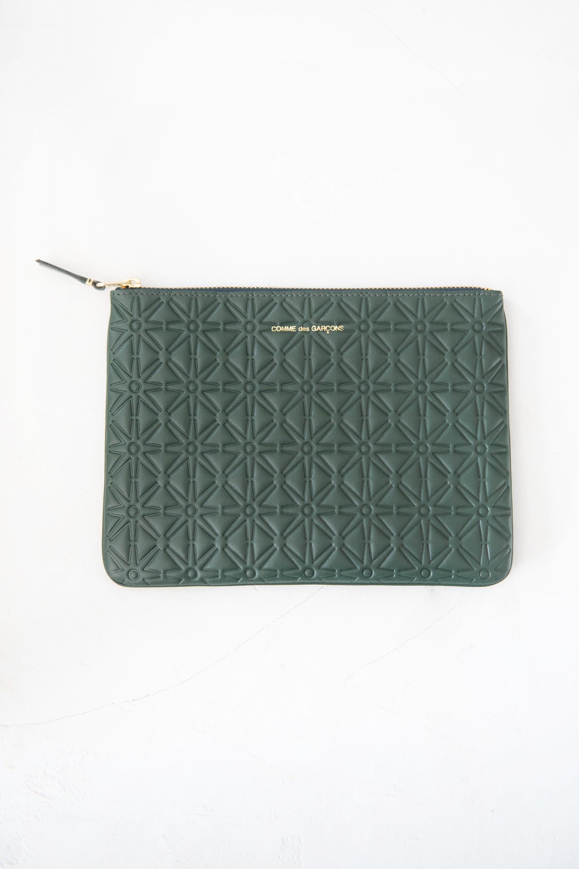 Comme des Garçons - Embossed Leather Pouch, Bottle Green