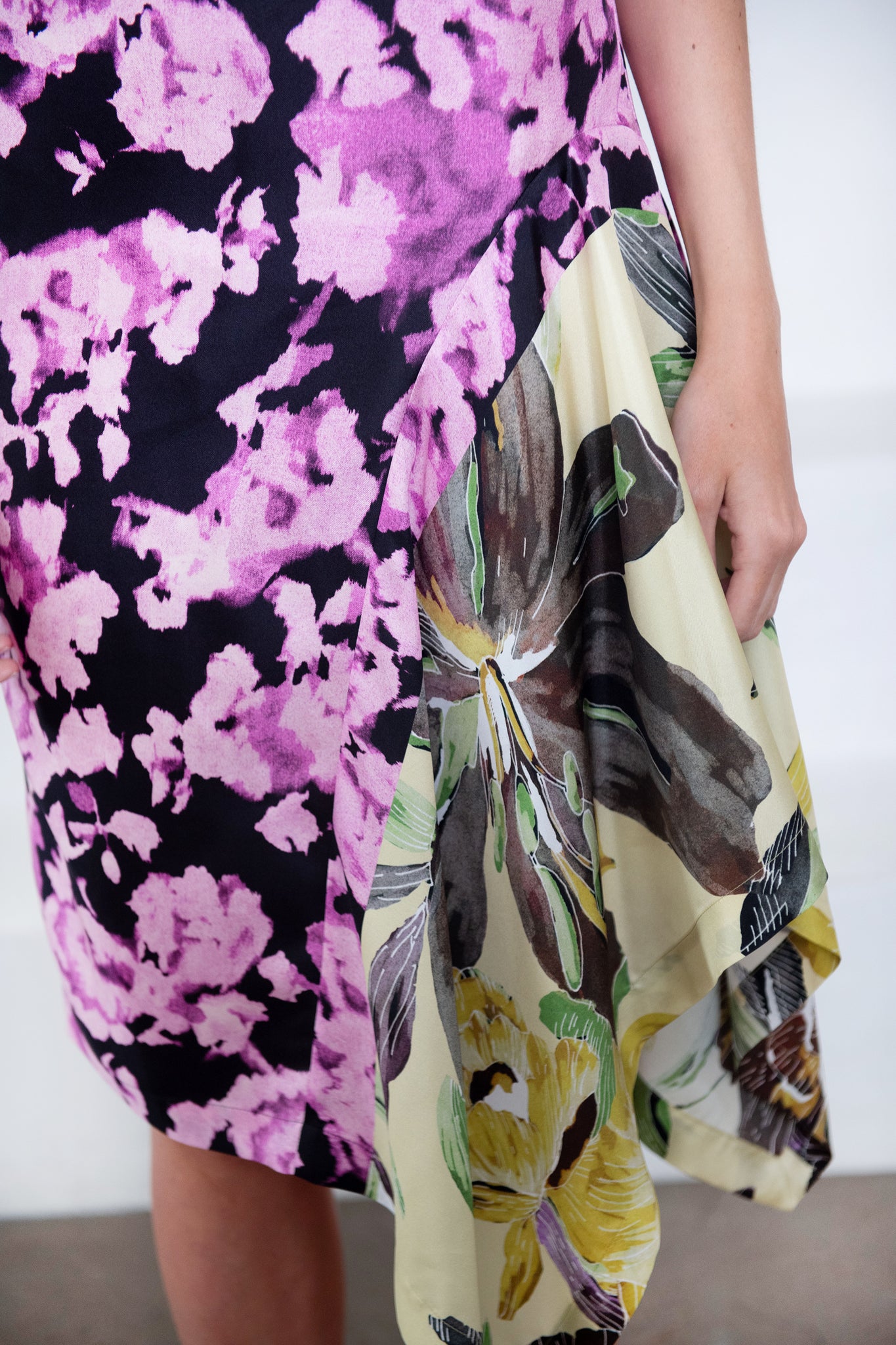DRIES VAN NOTEN - Draped Silk Dress, Dessin B