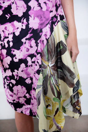 DRIES VAN NOTEN - Draped Silk Dress, Dessin B