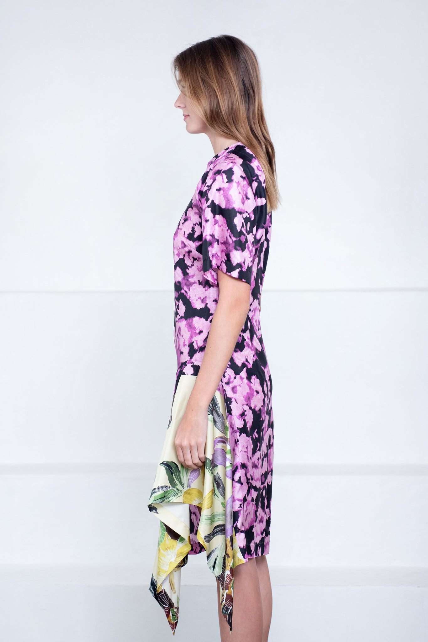 DRIES VAN NOTEN - Draped Silk Dress, Dessin B