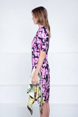 DRIES VAN NOTEN - Draped Silk Dress, Dessin B