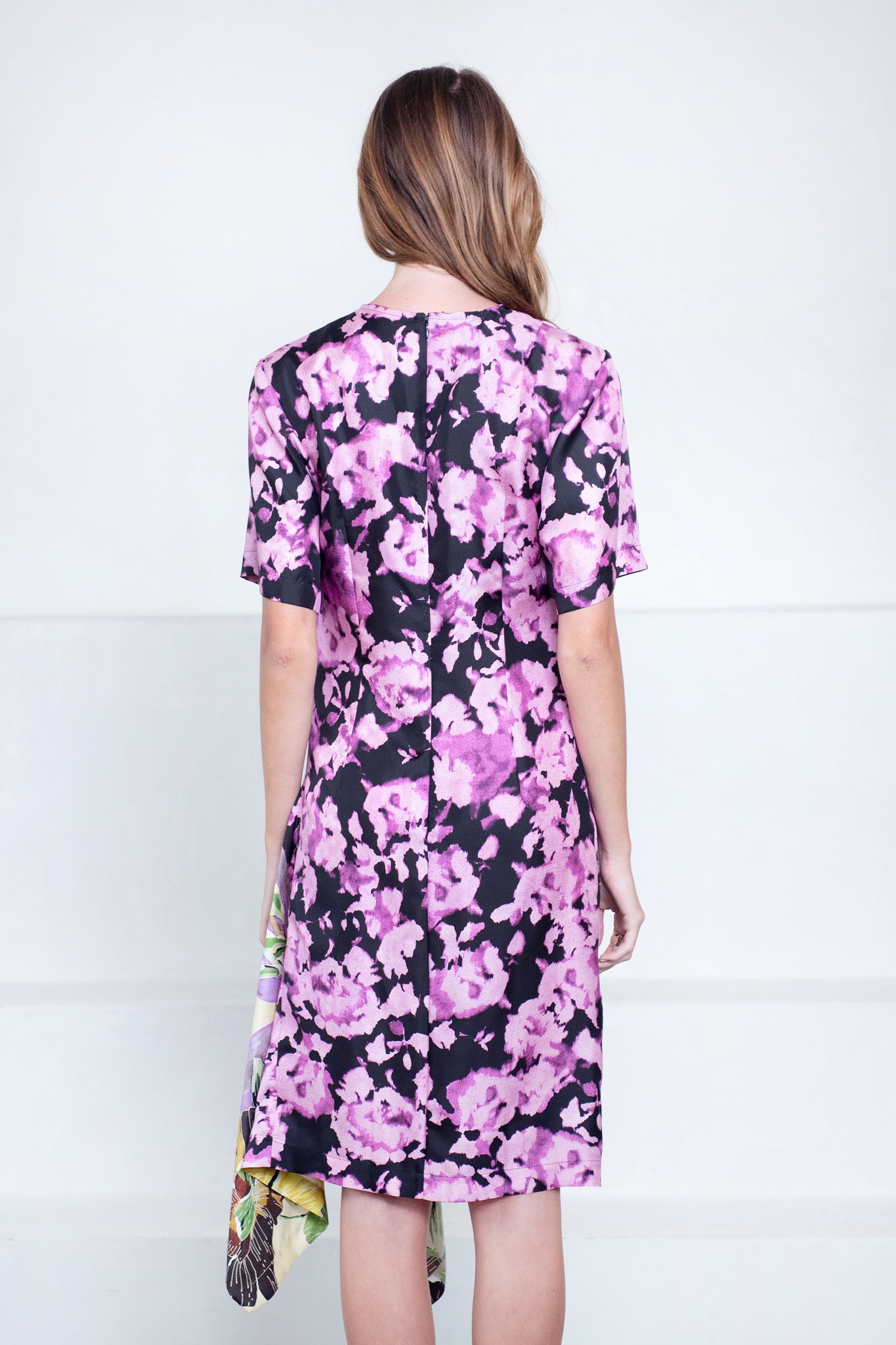DRIES VAN NOTEN - Draped Silk Dress, Dessin B