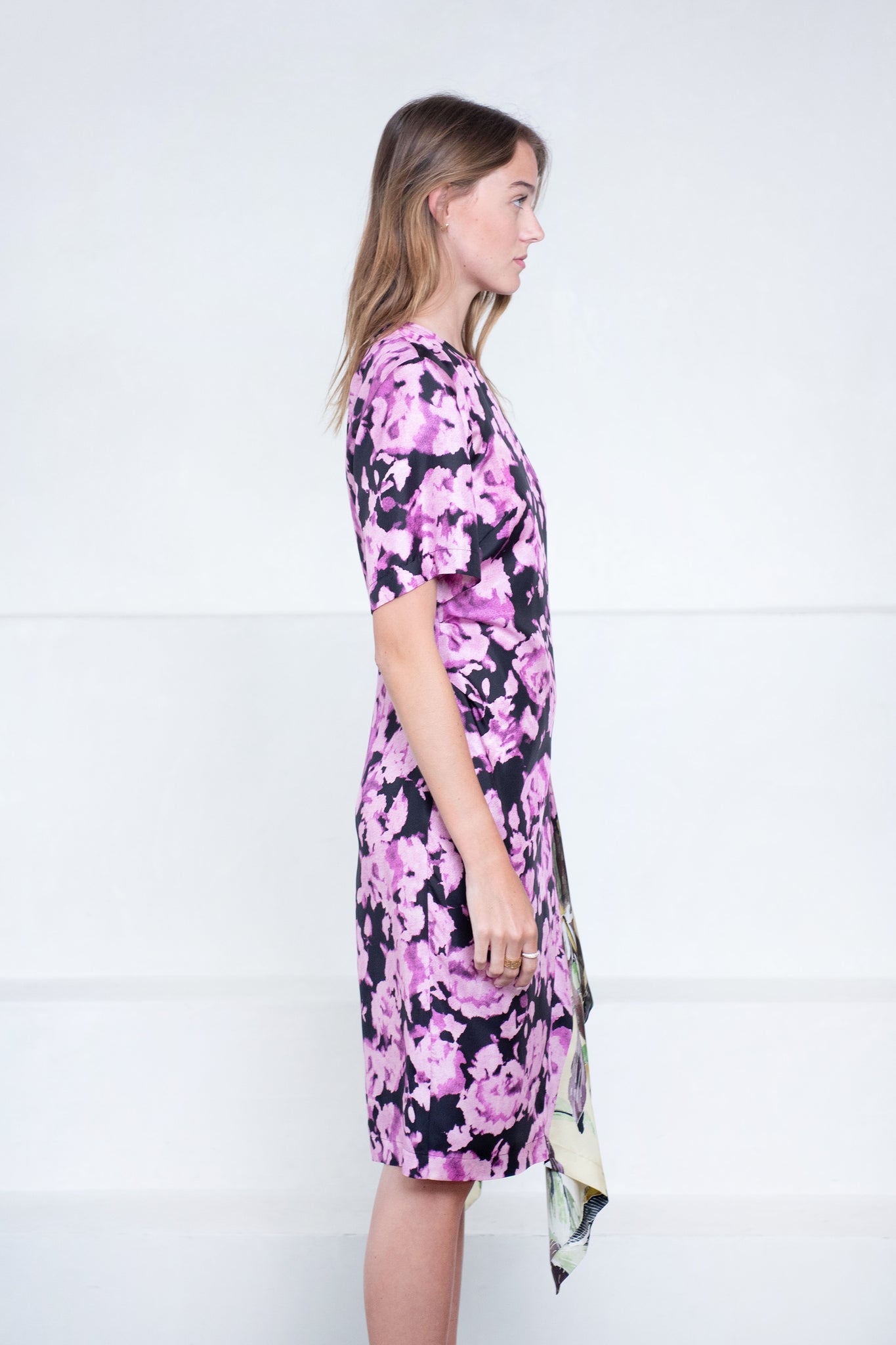 DRIES VAN NOTEN - Draped Silk Dress, Dessin B