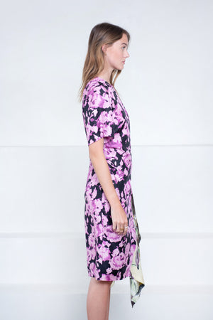 DRIES VAN NOTEN - Draped Silk Dress, Dessin B