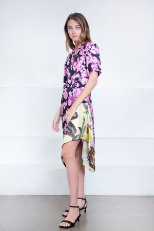 DRIES VAN NOTEN - Draped Silk Dress, Dessin B