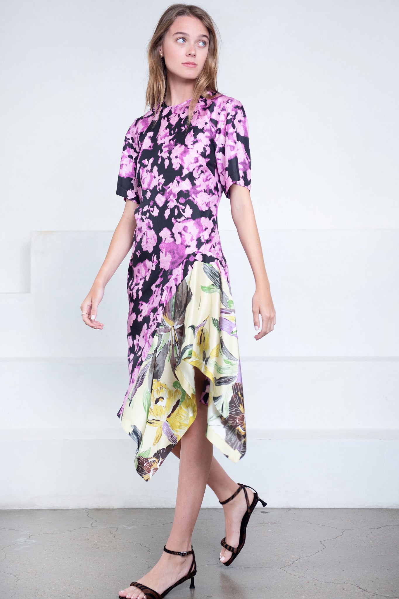 DRIES VAN NOTEN - Draped Silk Dress, Dessin B