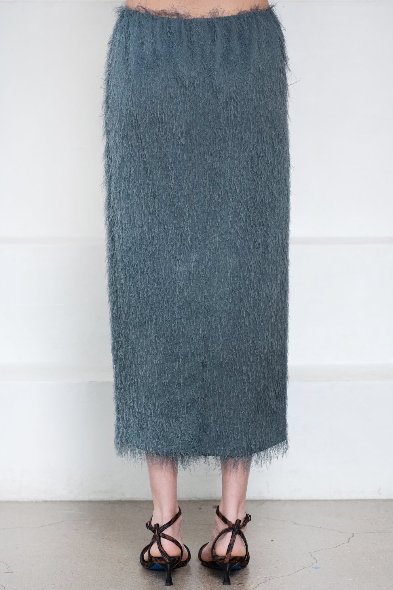 GAUCHERE - Fringe Skirt, Stormy Green