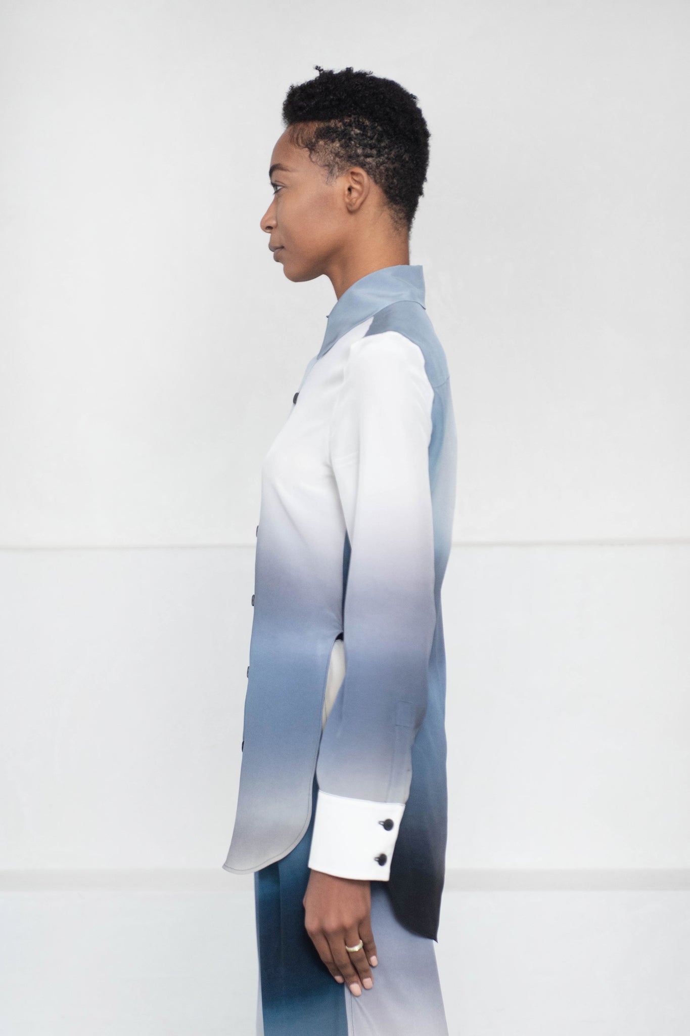 GAUCHERE - Gradient Print Shirt, Midnight & Black