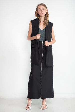 GAUCHERE - Zip Front Skirt, Black