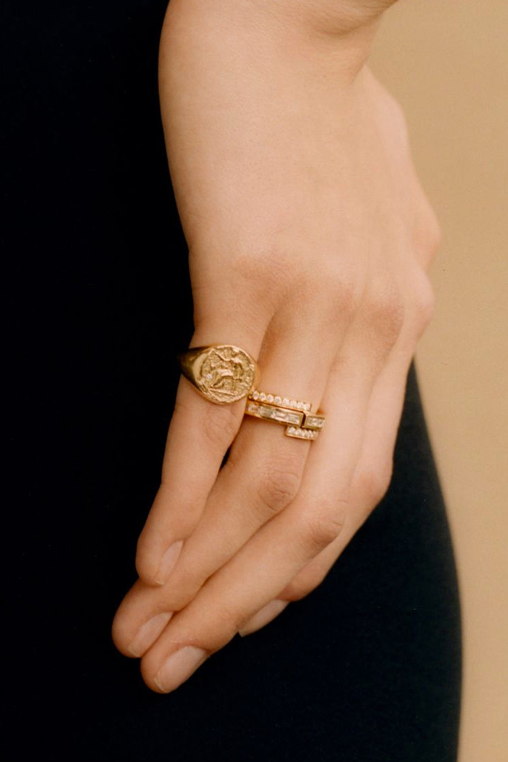Goddess Signet Ring, Yellow Gold