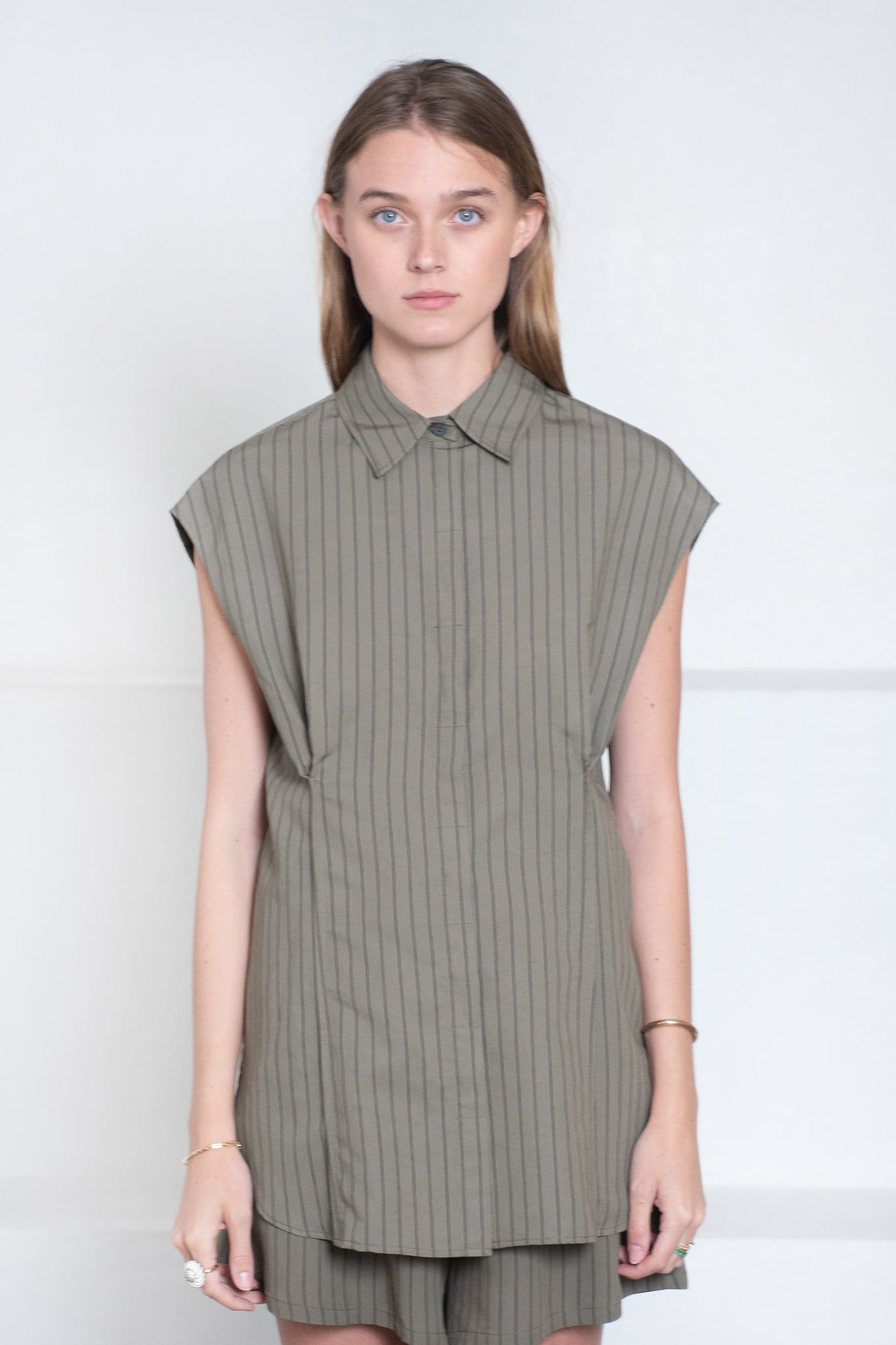 Hache - Paris Shirt, Military Green Stripes