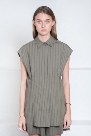 Hache - Paris Shirt, Military Green Stripes