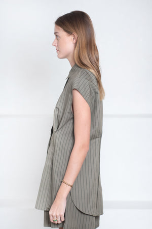 Hache - Paris Shirt, Military Green Stripes