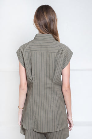 Hache - Paris Shirt, Military Green Stripes