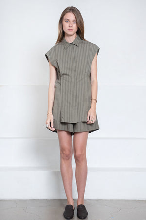 Hache - Paris Shirt, Military Green Stripes