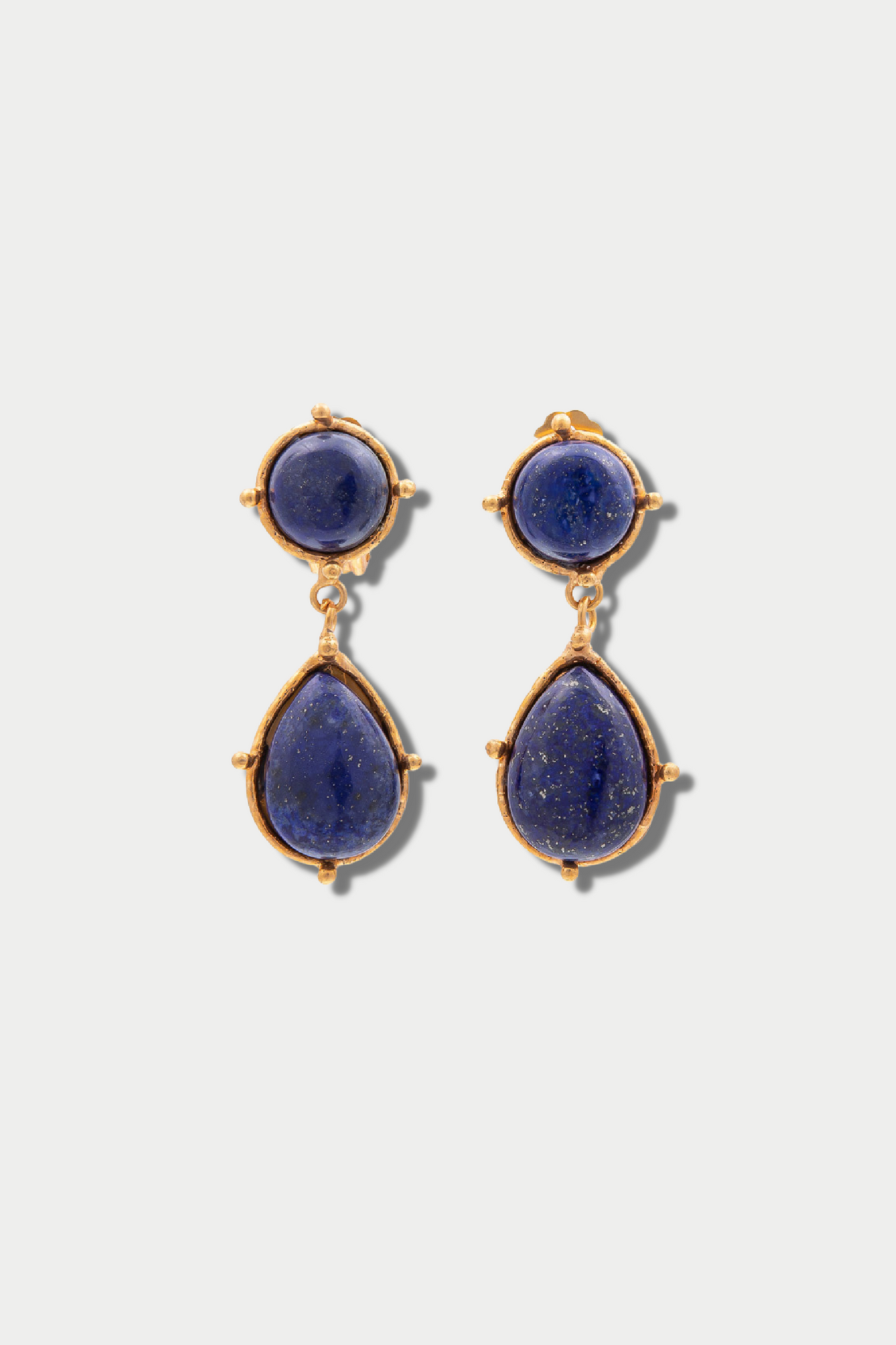 SYLVIA TOLEDANO - BOUCLES D'OREILLES 2 PIERRES DOTS, LAPIS