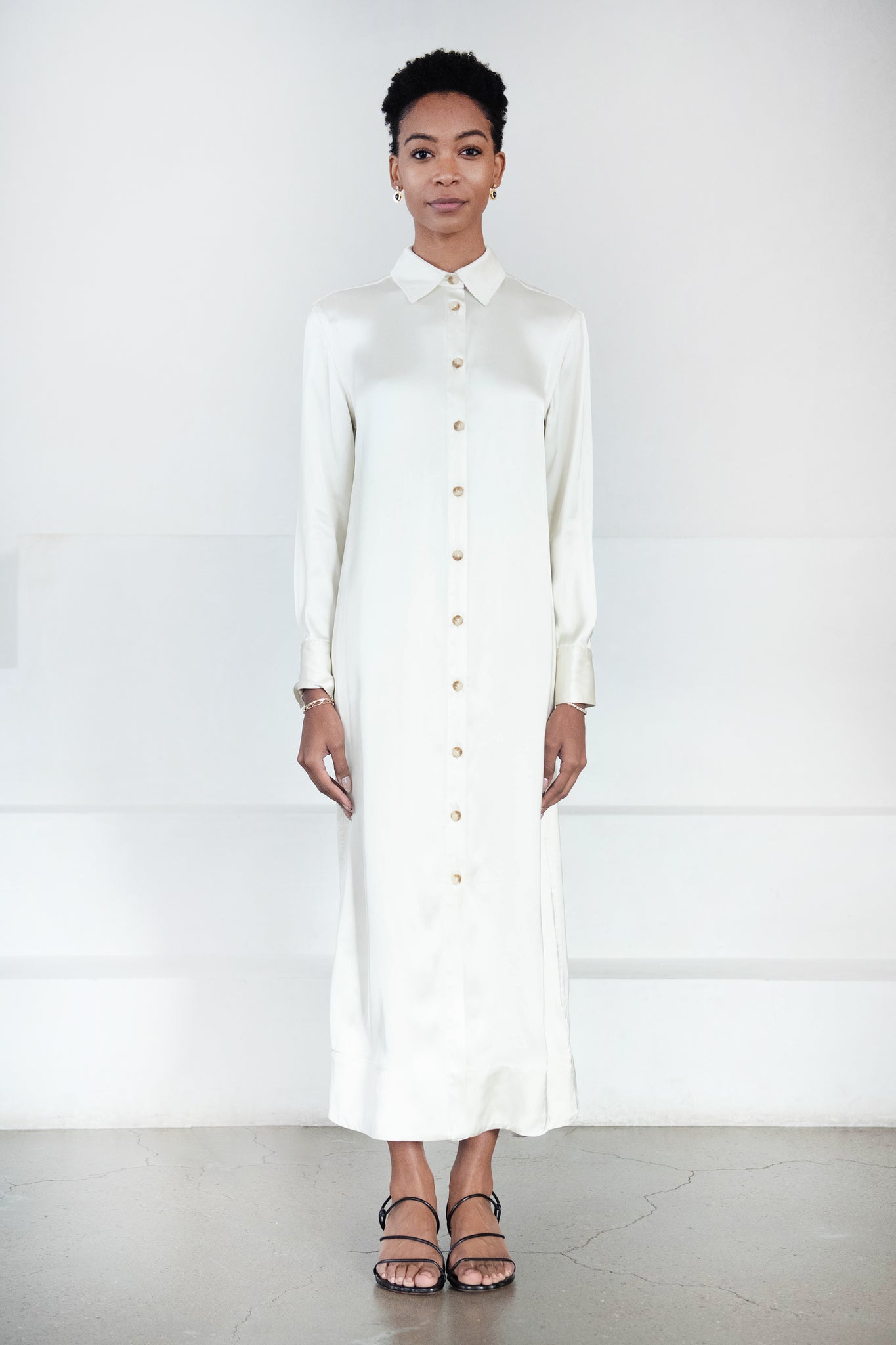 LOULOU STUDIO - Ara Long Sleeve Shirtdress, Ivory